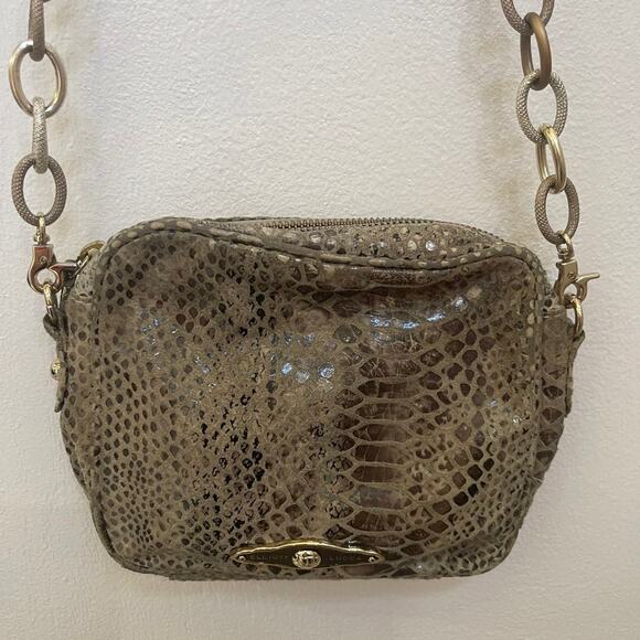 Elliott Lucca snakeskin print leather purse with chain - Picture 2 of 13
